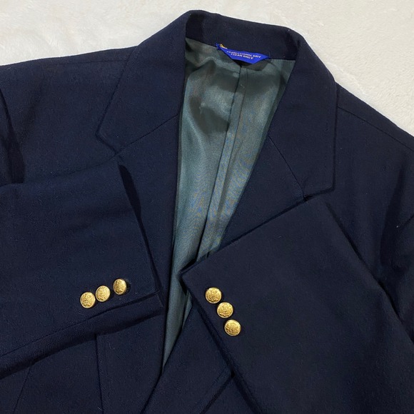 Vintage Pendleton Wool Blazer Mens 44 Long Navy Blue Gold Button Sport Coat - Picture 1 of 16